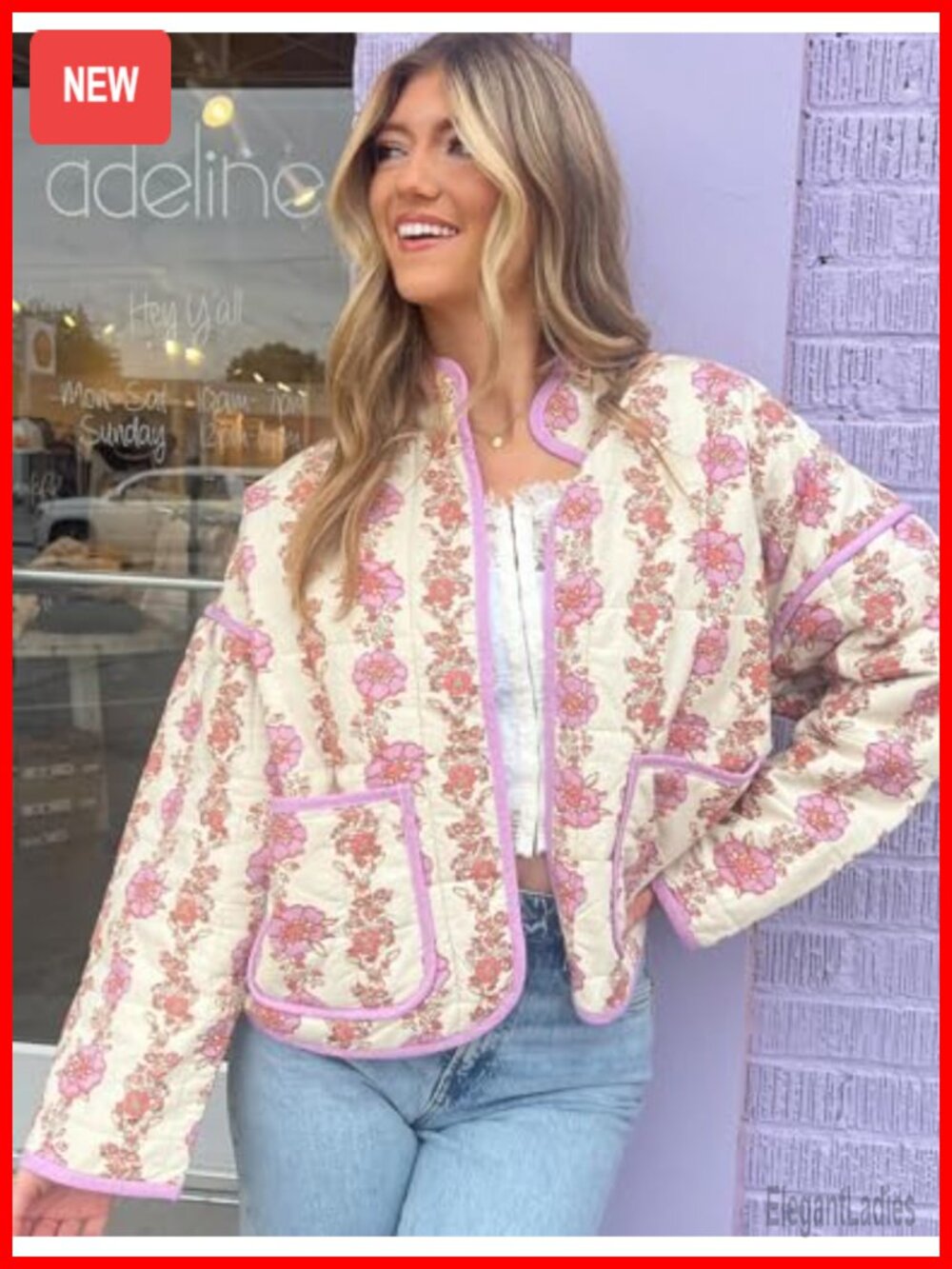 Cropped Puffer Jacket Vintage Floral Print Open Front Lightweight Short Quilted - Picture 2 of 6